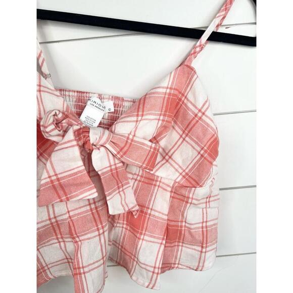 Kirious Los Angeles Plaid Spaghetti Straps Tie Ruffled Crop Top Size Large - Picture 5 of 11